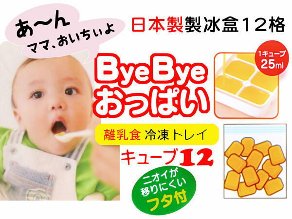 BO雜貨【SV3639】日本製 安心衛生 ByeBye 製冰盒方型12格 離乳食品冷凍盒 副食品冷凍盒