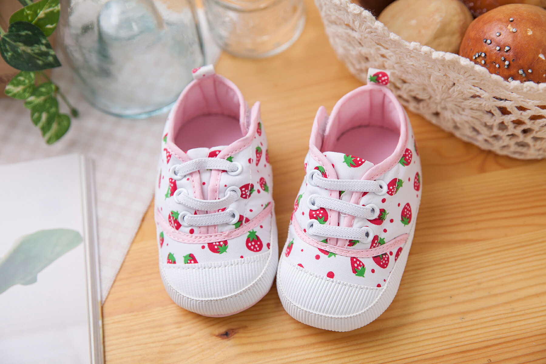 【NikoKids】磨砂底學步鞋 粉色草莓 寶寶鞋(SG425)