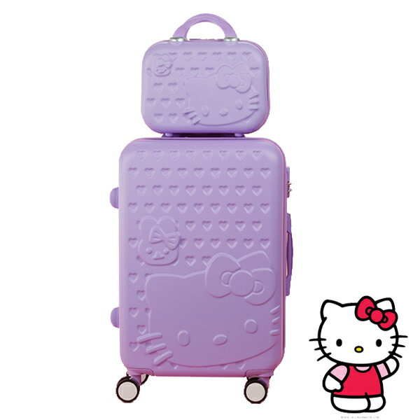 共8色 20吋+14吋 Hello Kitty 登機化妝包 拉桿飛機倫輕量型子母行李箱 共8色(有密碼鎖) 免運 by ［樂活芫創］