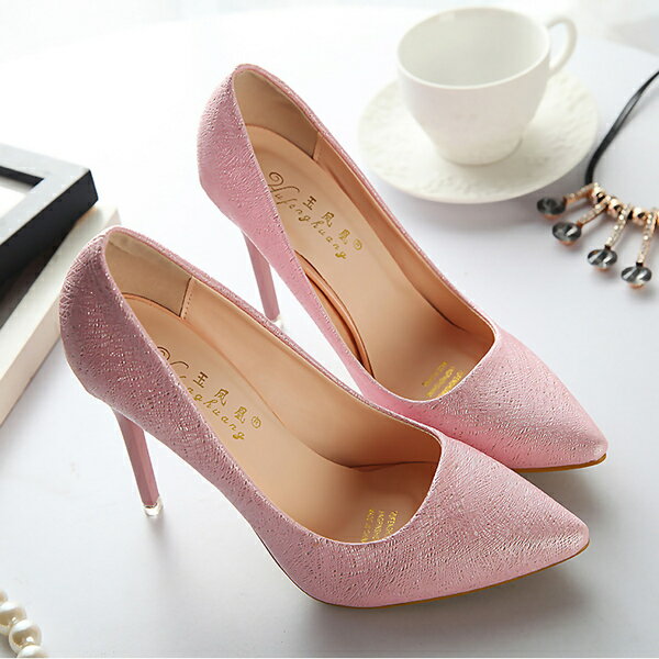 2015魅力新款~韓味한 맛夢幻獨特風格亮片紋痕尖頭淺口高跟鞋七天預購+現貨