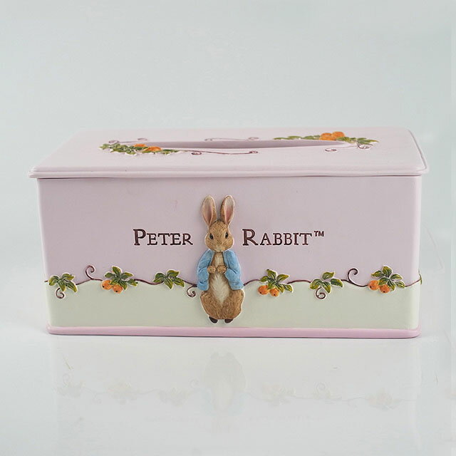 AnniesFriends 彼得兔 Peter Rabbit 金桔粉色面紙盒 典雅 浪漫 家飾 收納 禮品