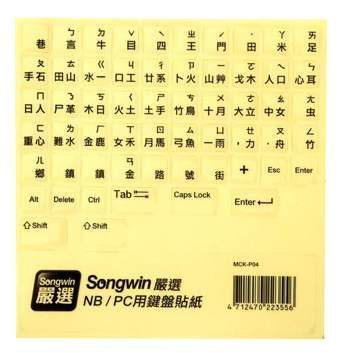 [NOVA成功3C]尚之宇 Songwin NB/PC用鍵盤貼紙-透明底黑字  喔!看呢來  