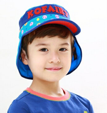 Kofairy可飛兒◆字母宇宙星球兒童護頸防曬遮陽棒球帽盆帽-紅色