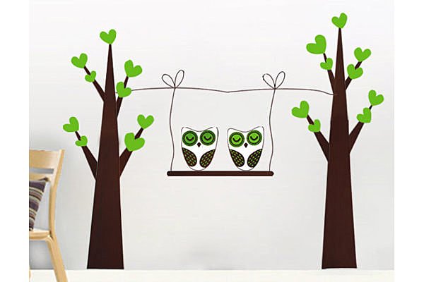 BO雜貨【YP1634】創意可移動壁貼 牆貼 背景貼 磁磚貼 兒童房佈置設計壁貼 貓頭鷹樹