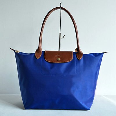 [長柄M號]國外Outlet代購正品 法國巴黎 Longchamp [1899-M號] 長柄 購物袋防水尼龍手提肩背水餃包 靛藍