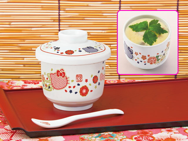 【真愛日本】16022500013	陶瓷茶碗蒸碗附瓢-和風 三麗鷗 Hello Kitty 凱蒂貓 茶碗蒸 碗陶瓷景品限量