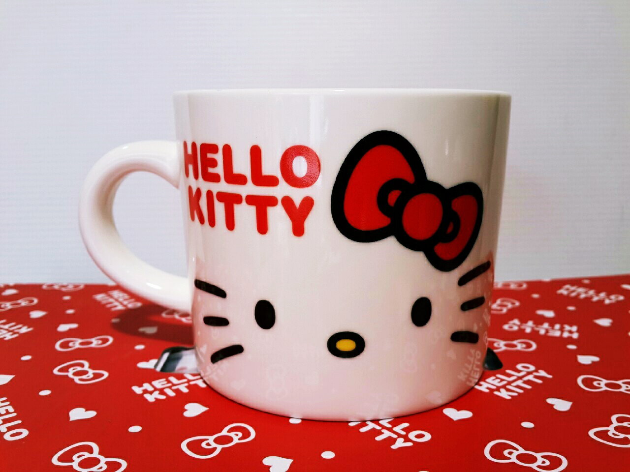 【真愛日本】15121200044 摩卡馬克杯-大臉紅結 凱蒂貓 三麗鷗 杯子 馬克杯 水杯 生活用品