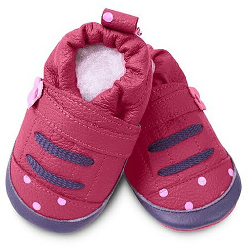 【HELLA 媽咪寶貝】英國 shooshoos 安全無毒真皮手工鞋/學步鞋/嬰兒鞋_桃紅點點運動型(公司貨)