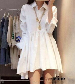 收腰寬鬆시퐁셔츠襯衫 燕尾連衣시퐁셔츠襯衫裙十天預購+現貨