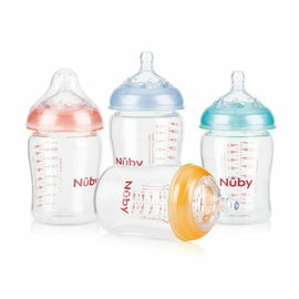 Nuby - 自然乳感寬口徑防脹氣玻璃奶瓶 240ml