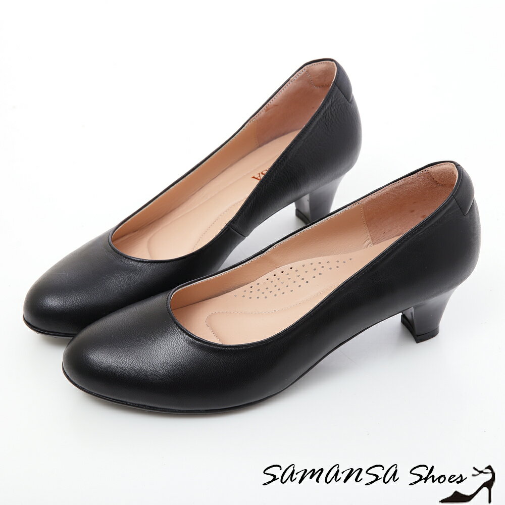 【SAMANSA】職場2.0 -綿羊皮素面靜音工作不分心上班鞋 -#15102  經典黑