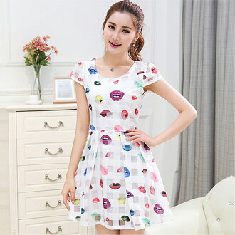 *ORead*歐根紗小清新印花短袖洋裝(2色S~2XL)