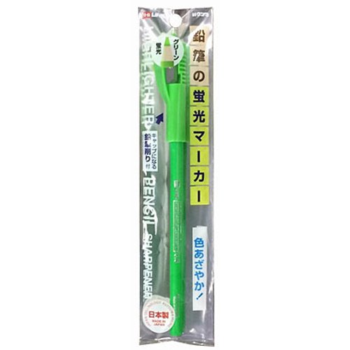 日本製 KUTSUWA 可削式螢光鉛筆 綠色 附削筆器＊夏日微風＊