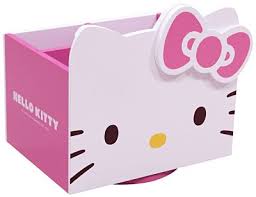 【真愛日本】14071900003 方型旋轉收納盒-大臉粉結 三麗鷗 Hello Kitty 凱蒂貓 收藏盒 置物盒