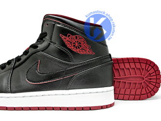 2015 海外入荷 經典重現 復刻鞋款 搭配定番配色 NIKE AIR JORDAN 1 MID BRED BLACK GYM RED 男鞋 黑紅 白底 雷射翅膀 LOGO 皮革 AJ (554724-028) ! 3