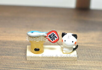 日本硝子 玻璃工藝 貓咪烤魚 擺飾 《和風小物》★ 日本製 ★ Zakka'fe ★