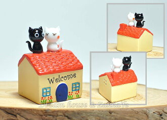 日本硝子 玻璃工藝 屋頂貓咪情侶 擺飾 《和風小物》★ 日本製 ★ Zakka'fe ★