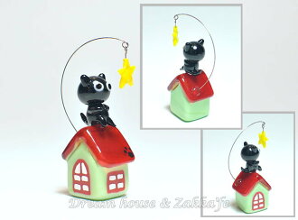 日本硝子 玻璃工藝 屋頂貓咪賞星星 擺飾 《和風小物》★ 日本製 ★ Zakka'fe ★