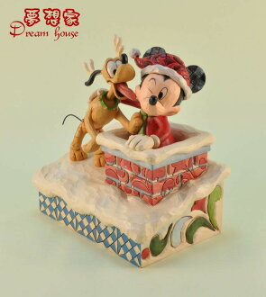美國ENESCO精品-Jim Shore愛木小灣-DISNEY聖誕米奇布魯托屋頂 ★超可愛★