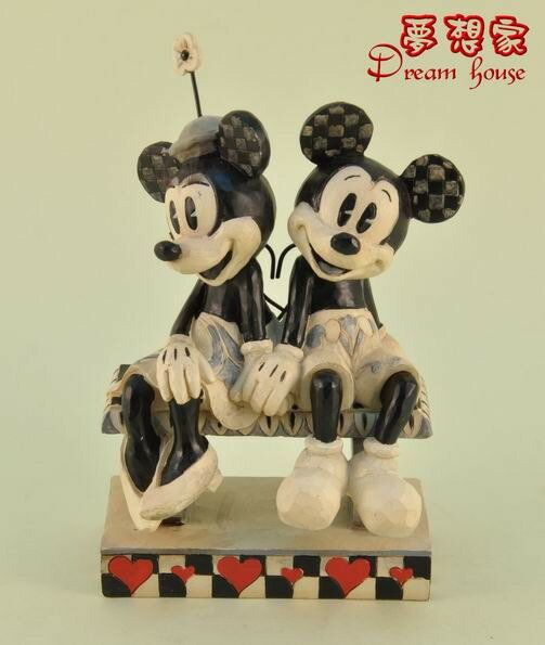 美國ENESCO精品-Jim Shore愛木小灣-DISNEY黑白米奇米妮並肩聊天 ★超可愛★