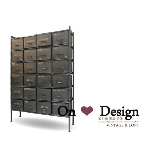 On ♥ Design ❀INDUSTRIAL CABINET 工業風格家具 雷因手工字繪仿舊 收納櫃-24抽