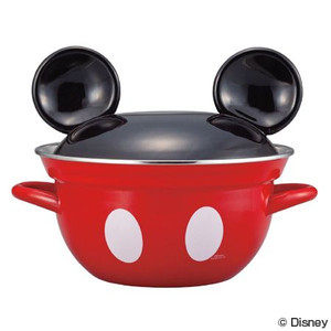 日本直送 迪士尼 Disney 人氣明星 Mickey 米老鼠 米奇 大頭造型 雙耳把手 琺瑯鍋