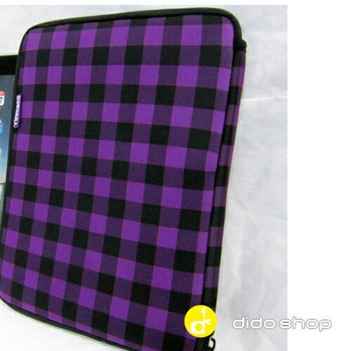 10吋 拉鍊款 多樣花色 筆電 保護套 避震袋 (NA009) 紫黑格紋  