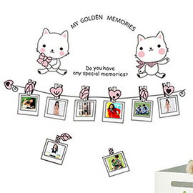 WallFree窩自在 DIY無痕壁貼 牆貼-小喵相片貼AY852