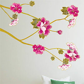 WallFree窩自在 DIY無痕壁貼 牆貼-桃花 AY723