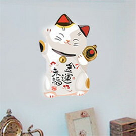 WallFree窩自在 DIY無痕壁貼 牆貼-招財貓-金運來福 AY950D