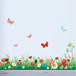 WallFree窩自在 DIY無痕壁貼 牆貼-蝴蝶花叢AY7186