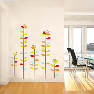 WallFree窩自在 DIY無痕壁貼 牆貼-七彩花叢 JM7159