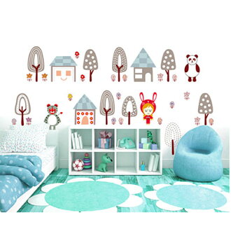 WallFree窩自在 DIY無痕壁貼 韓版裝飾組合牆貼紙-夢幻叢林 AY7016