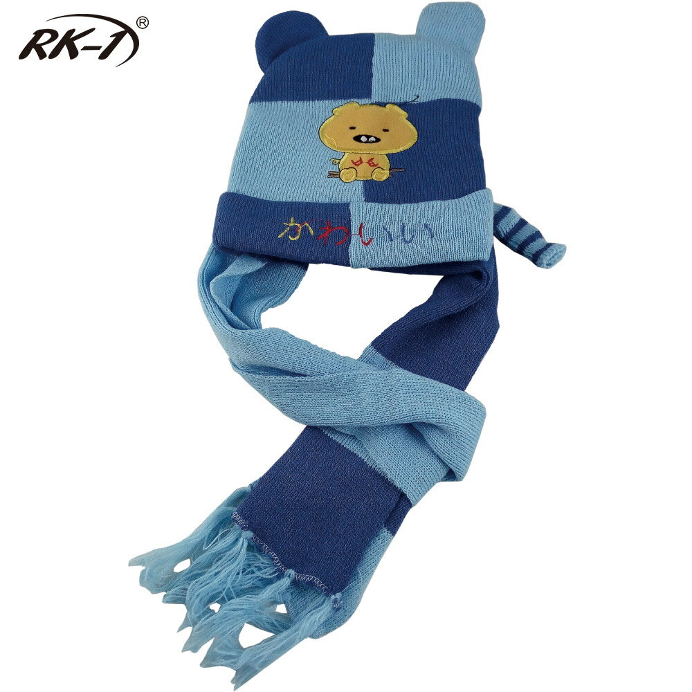 小玩子 RK-1 兒童 毛線帽+圍巾組 保暖 圖騰 反摺 可愛 造型 CH-9503