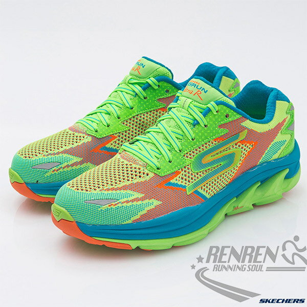 SKECHERS 男慢跑鞋GO RUN Ultra R (萊姆綠x藍) 透氣排汗 跑步系列