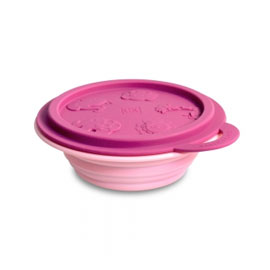 【加拿大MARCUS＆MARCUS 】動物樂園矽膠摺疊碗/餐碗-粉紅豬