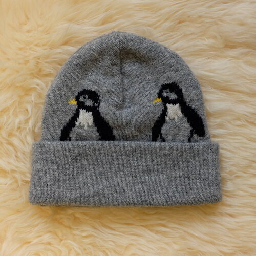 紐西蘭100%純羊毛帽*灰色(企鵝)