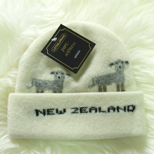 紐西蘭100%純羊毛帽*天然米白色(羊咩咩)(美麗諾Merino)