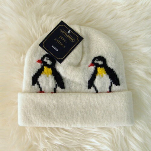 紐西蘭100%純羊毛帽*天然米白色(企鵝)(美麗諾Merino)