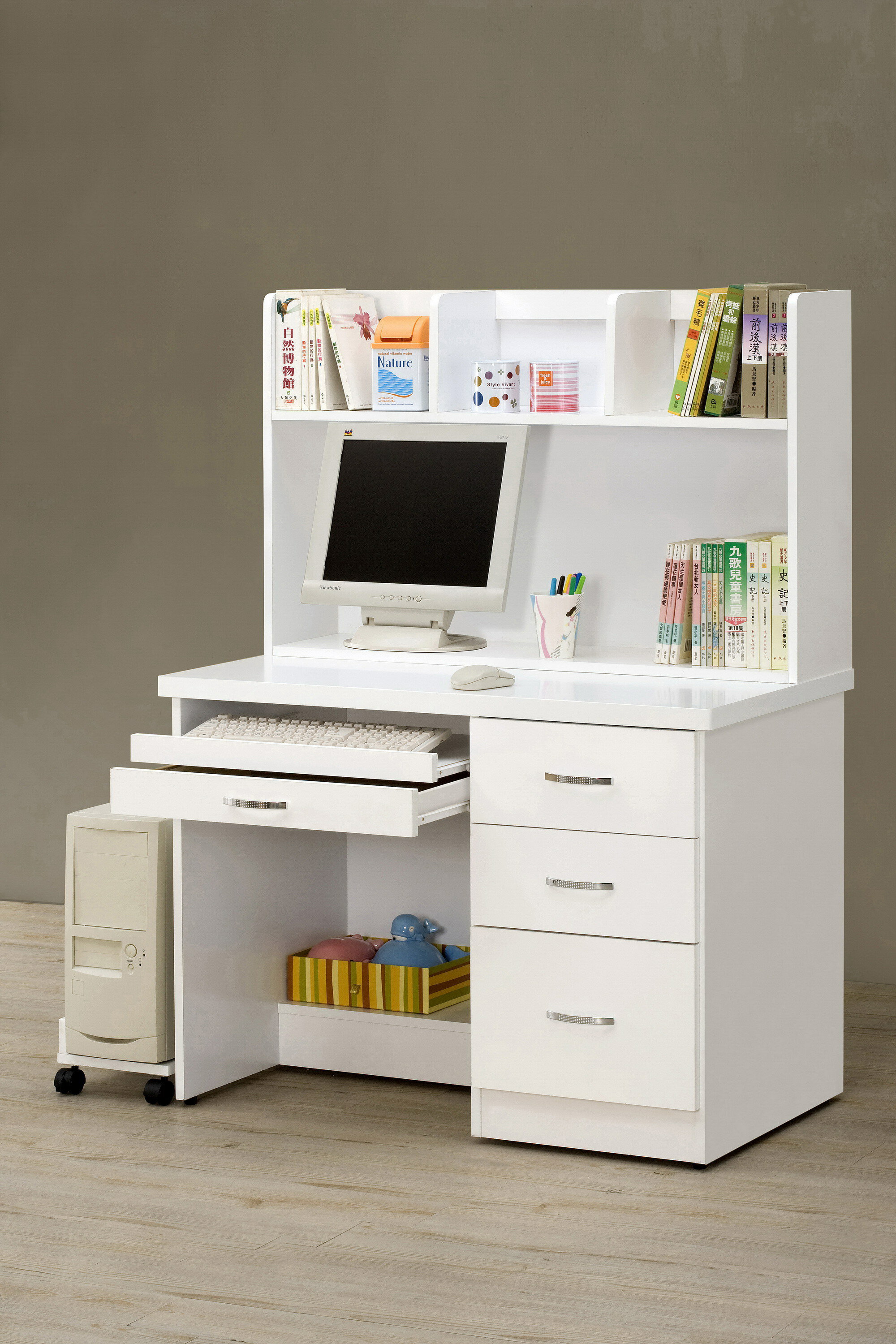 【尚品家具】CM-212-4 貝莎3.5尺白色電腦桌(全組)