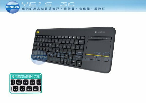 「YEs 3C」Logitech 羅技 無線觸控鍵盤 K400 plus 2.4GHz Unifying 免運