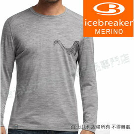 Icebreaker/羊毛衣/排汗衣/美麗諾羊毛/旅遊/登山/滑雪 BF200 圓領排汗衣 101384-004 男螺旋灰
