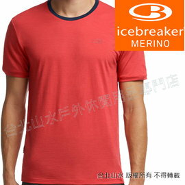 Icebreaker/排汗衣/短袖T恤/美麗諾羊毛/出國旅遊 JN150 Tech 100898-803 男沙紅