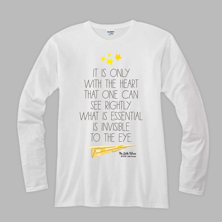 小王子電影版授權 - T恤：【 重要的是只有用心才看得見 】長袖修身 T-shirt ( 白 / 黑 )