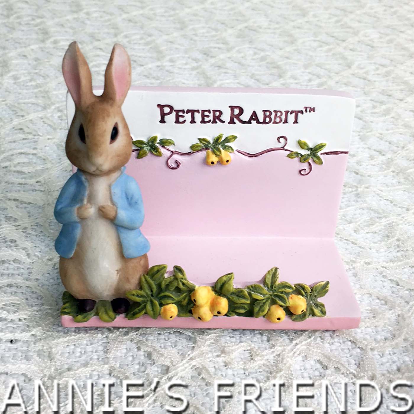 AnniesFriends 彼得兔 Peter Rabbit 金桔粉色名片座 浪漫 典雅 玫瑰 鄉村風 傢飾