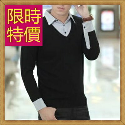 毛衣 長袖襯衫-假兩件造型針織羊毛男上衣5色59ac30【韓國進口】【米蘭精品】