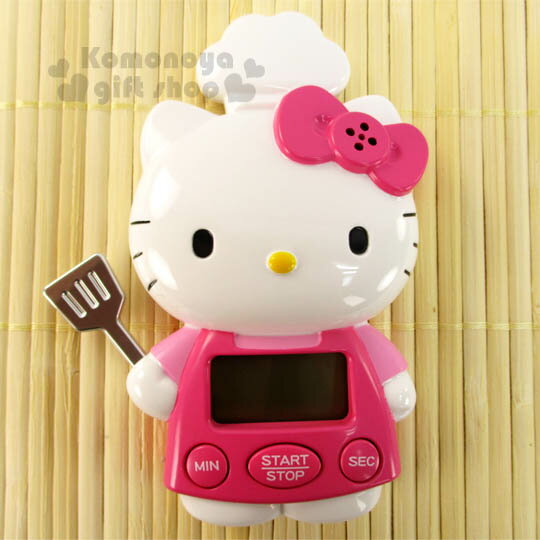 〔小禮堂〕Hello Kitty 造型計時器《粉.廚師.鍋鏟.扣子蝴蝶結》背部附磁鐵