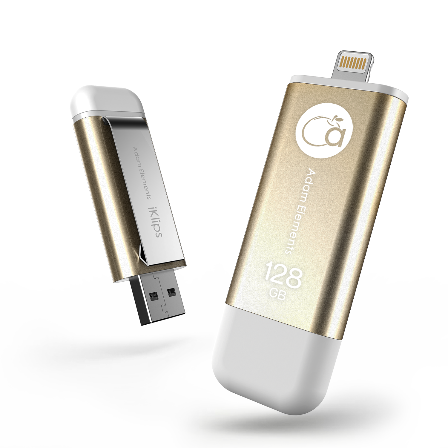 64GB 【iKlips】iOS系統專用USB 3.0極速多媒體行動碟 64GB 金色 亞果元素  