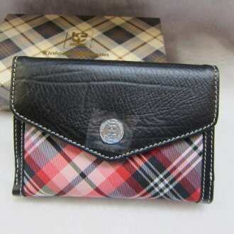 ~雪黛屋~Kinloch Anderson英國 金安德森格紋中型皮夾專利緹花布+100%牛皮暗釦式KA-31603繽紛紅