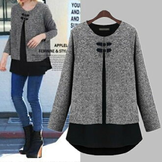 ★現貨499免運★ORead歐美風假兩件拼接斗篷式上衣(M~4XL)